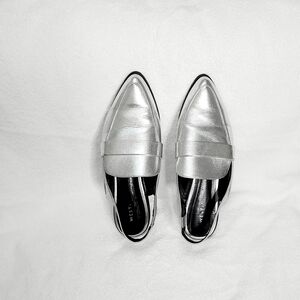 Westies Silver Pointed Toe Slingback Loafers